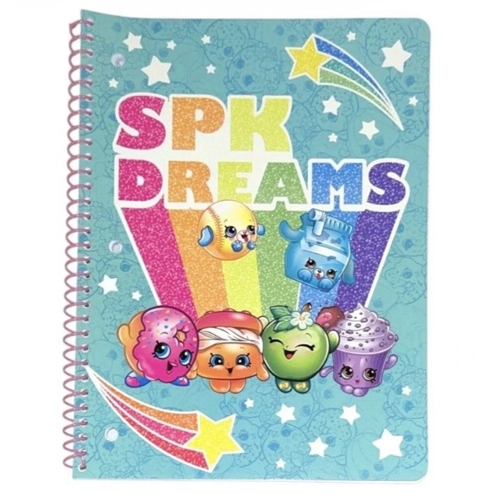 2x Shopkins Wide Ruled Spiral Notebooks 70 Sheets Each